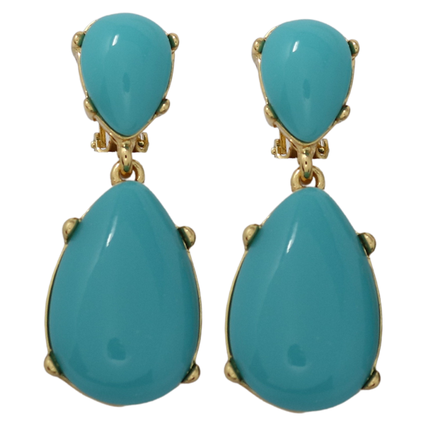 Turquoise Resin Teardrop Cabochon Clip Earring For Cheap