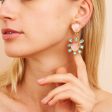 Aqua & Clear Center Drop Clip Earrings Supply