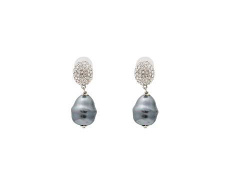 Rhodium Grey Baroque Pearl Drop Post Earring For Discount