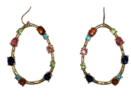 Multicolored Gemstone Oval Drop Earrings For Cheap