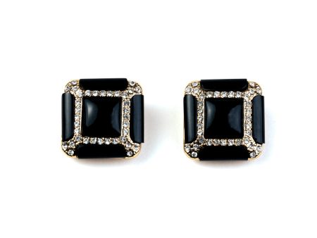 Black Square Clip Earrings Online