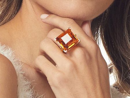 Topaz Square Stone Ring Fashion