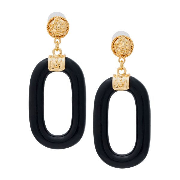 Black Oval Link Pierced Earrings For Discount