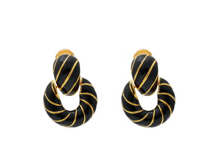 Gold & Black Doorknocker Clip Earring Fashion