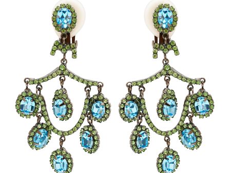 Peridot & Aqua Chandelier Earrings Discount