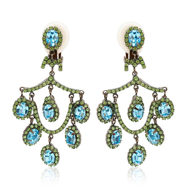 Peridot & Aqua Chandelier Earrings Discount