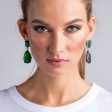 Emerald and Silver Teardrop Pierced or Clip Earrings Online now