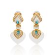 White & Aqua Heart Drop Clip Earrings on Sale