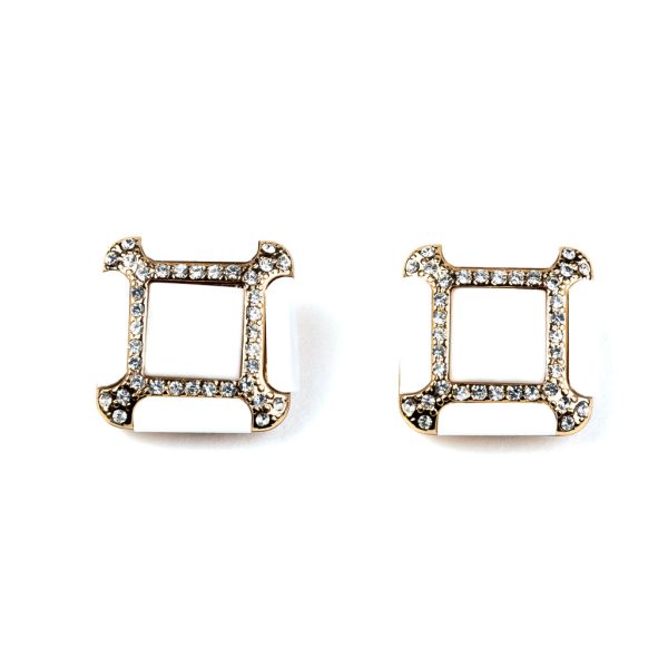 White Square Clip Earrings Online Hot Sale