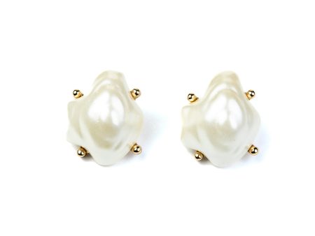 White Baroque Pearl Earrings For Sale