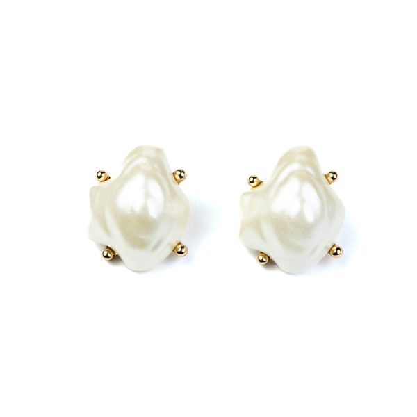 White Baroque Pearl Earrings For Sale