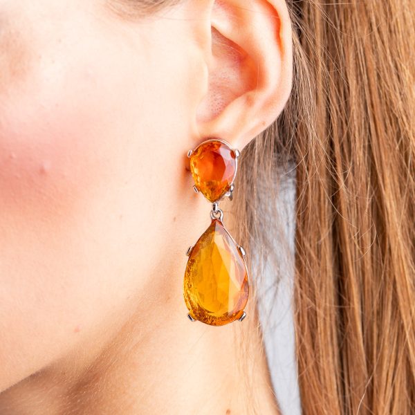 Topaz and Silver Teardrop Pierced or Clip Earrings For Discount