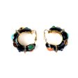 Black & Multicolored Gemstone Hoop Clip Earrings Online Hot Sale