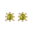 Clear Crystal and Peridot Cabochon Center Clip Earring Hot on Sale