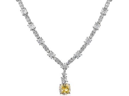 Canary Cushion Drop Cubic Zirconia Necklace on Sale