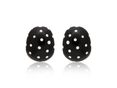 Black & White Polka Dot Clip Earrings Online