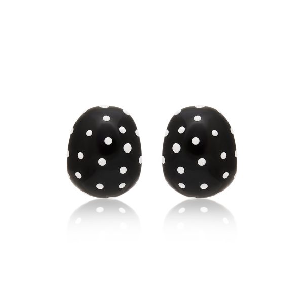 Black & White Polka Dot Clip Earrings Online