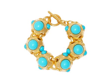 Satin Gold & Turquoise Center Bracelet Online Sale