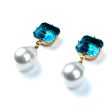 Aqua Stone Pearl Drop Pierced Earrings Online