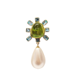 Aqua and Peridot Cabochon Center Pearl Drop Clip Earring Online Sale