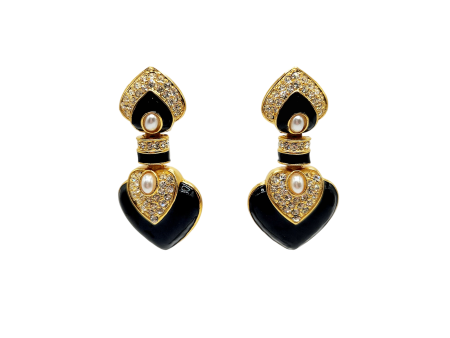 Black Drop Heart Clip Earrings Online Hot Sale