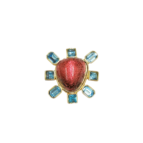 Aqua and Rose Cabochon Center Clip Earring Online