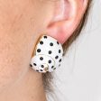 White with Black Dots Shell Clip Earrings Discount