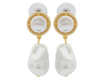 Baroque Pearl Drop Pierced Earrings Cheap