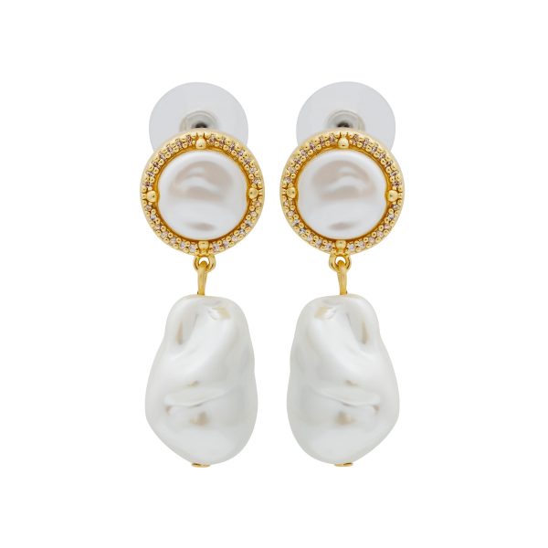 Baroque Pearl Drop Pierced Earrings Cheap