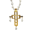 Vintage Baroque Pearl Gold Cross Necklace Discount