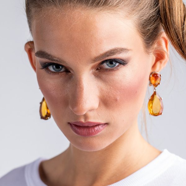 Topaz and Silver Teardrop Pierced or Clip Earrings For Discount