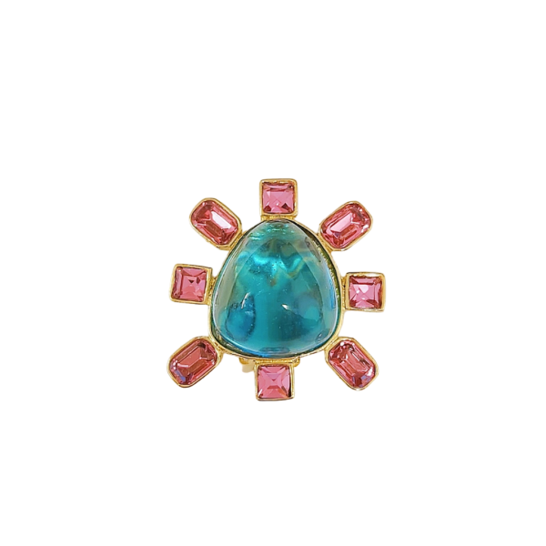 Pink and Aqua Cabochon Center Clip Earring Online Hot Sale