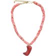 Vintage Light Coral Chip Necklace with Coral Pendant Cheap