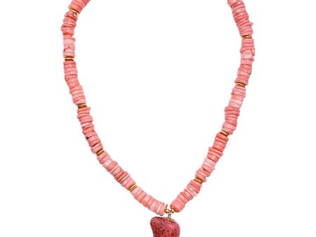 Vintage Light Coral Chip Necklace with Coral Pendant Cheap