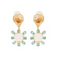 Aqua & Clear Center Drop Clip Earrings Supply