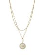 Double Stranded Cubic Zirconia Disc Pendant Necklace For Sale