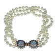 Barbara Bush Pearl & Sapphire Clasp Necklace on Sale