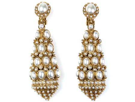 Antique Gold with Pearl Drop Clip Earrings Supply