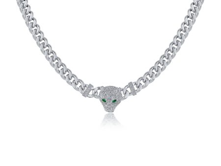 Pave Cubic Zirconia Panther Head Chain Necklace Hot on Sale