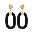 Black Oval Link Pierced Earrings For Discount