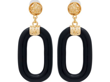 Black Oval Link Pierced Earrings For Discount