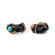 Black & Multicolored Gemstone Hoop Clip Earrings Online Hot Sale