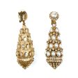 Antique Gold with Pearl Drop Clip Earrings Supply