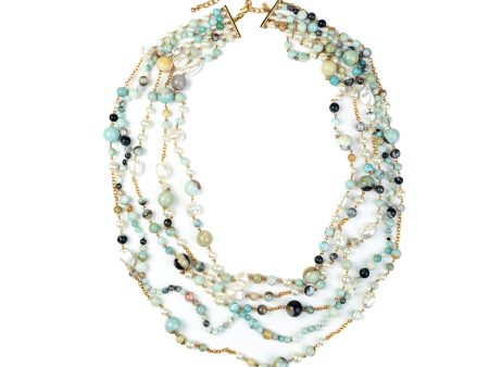 Amazonite and Mother of Pearl Link Necklace For Sale