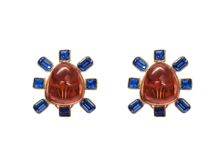 Sapphire and Rose Cabochon Center Clip Earring Sale