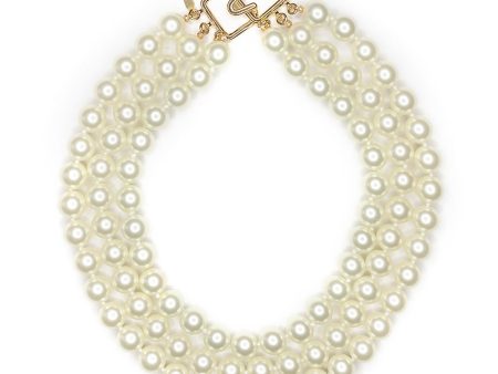 3 Row Pearl Necklace With Gold Clasp For Discount