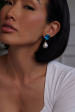 Aqua Stone Pearl Drop Pierced Earrings Online