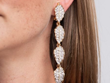 Rhinestone Leaves Clip Earrings For Discount