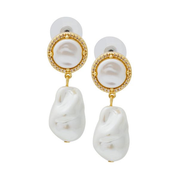 Baroque Pearl Drop Pierced Earrings Cheap