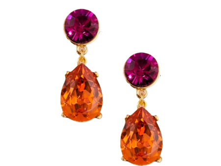 Fuchsia & Padparadscha Stone Teardrop Pierced Earring Discount